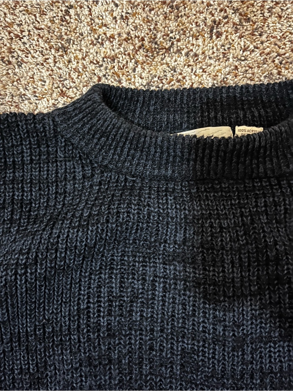 Classic Dark Navy Ribbed Knit Sweater